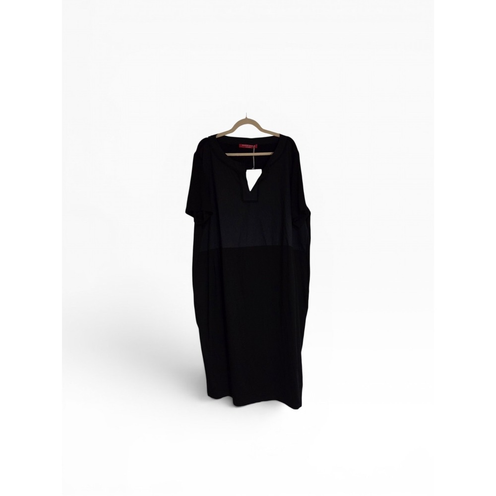Marina Rinaldi Sport "OCULARE" Black Jersey Viscose Knee Length Dress 24W (XXL)